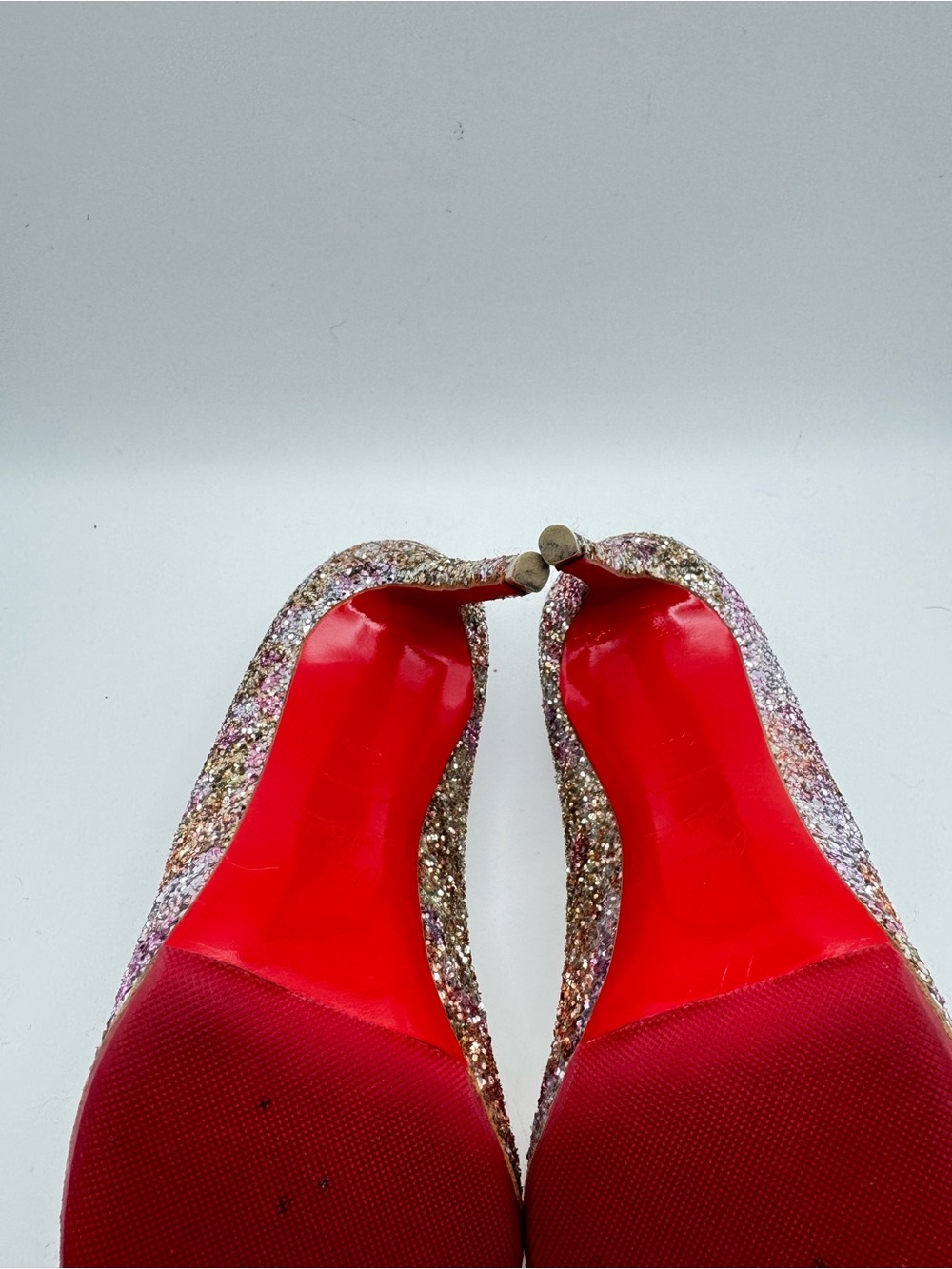 Christian Louboutin Pigalle Follies 100 Glitter Pumps Rosette Gold EU 36.5 - Picture 7 of 9